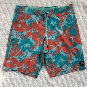ZeroXposur Men's Swim Trunk Inner Liner 8.5” Inseam Tropical Print Size Medium